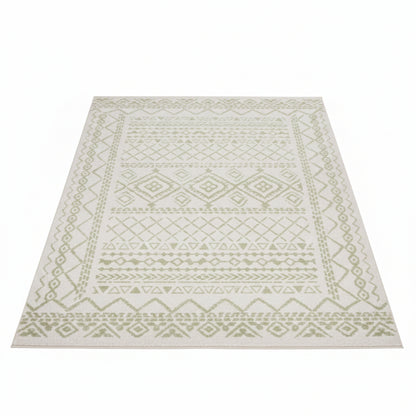 Alfombra de área bohemia marroquí – Belleza práctica en marfil y salvia de 1,22 m x 1,83 m