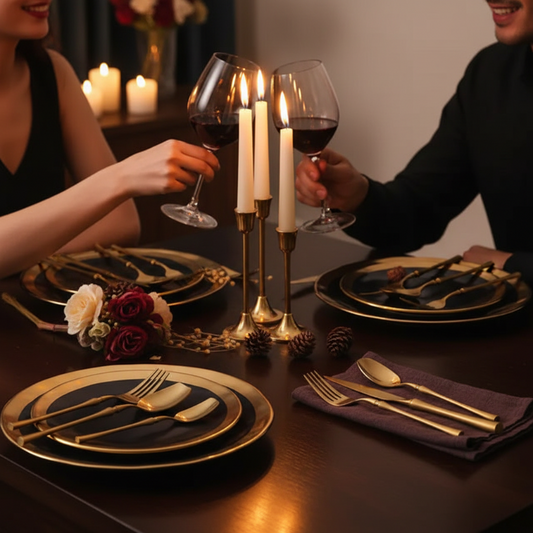 Stylish 304 Titanium Gold or Silver Cutlery Set – Modern 4 Piece Collection