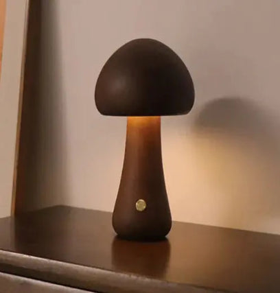 Natural Wood Mushroom Bedside Lamp or Night Light