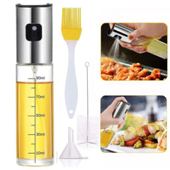 Stainless Steel Mess-free, Cooking Oil Spray Bottle Set with Brush and Funnel
