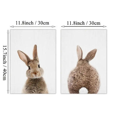 2 pc. Whimsical Bunny Rabbit Wall Art for Kids of all ages.