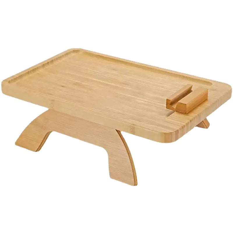 Wooden Lazy Sofa Tray with Rotating Phone Stand