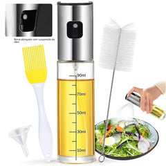 Stainless Steel Mess-free, Cooking Oil Spray Bottle Set with Brush and Funnel