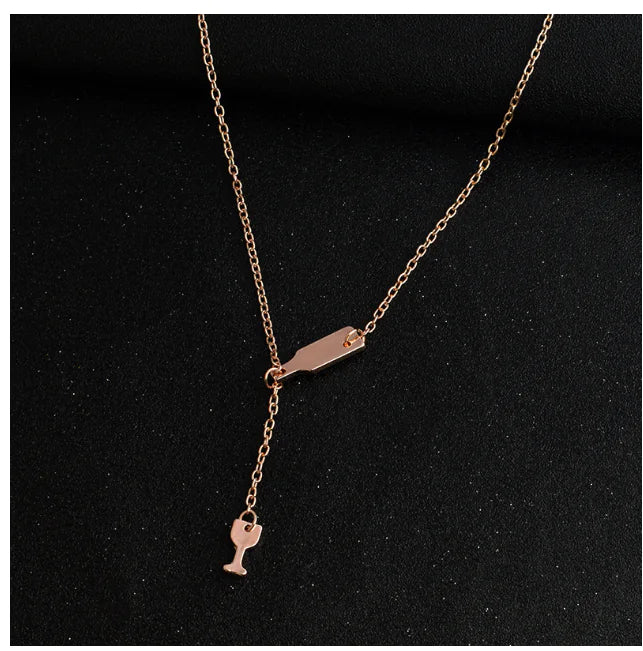 Wine Glass Pendant Necklace, Wine Bottle Charm
