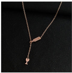 Wine Glass Pendant Necklace, Stylish Wine Bottle Charm