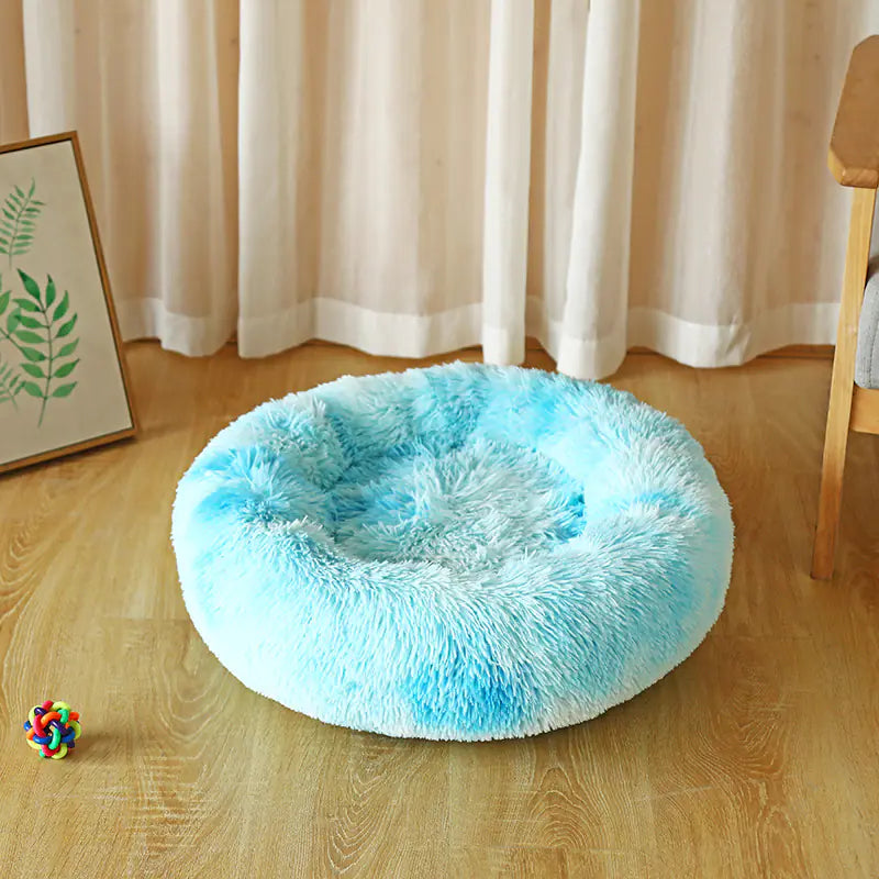 Round Plush Dog & Cat Bed – Soft, Stylish Comfor