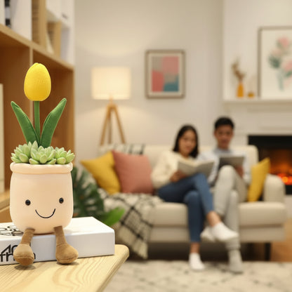Decorative plant with a smiling face.