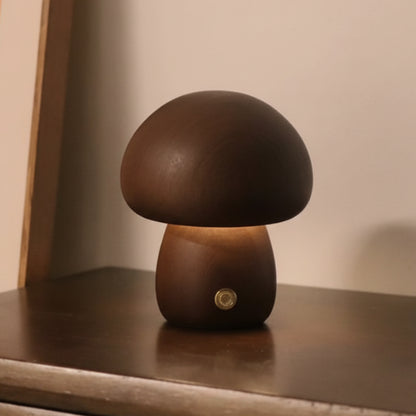 Nature-Inspired Wooden Mushroom LED Touch Lamp