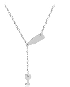 Wine Glass Pendant Necklace, Stylish Wine Bottle Charm