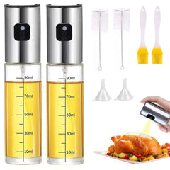 Stainless Steel Mess-free, Cooking Oil Spray Bottle Set with Brush and Funnel