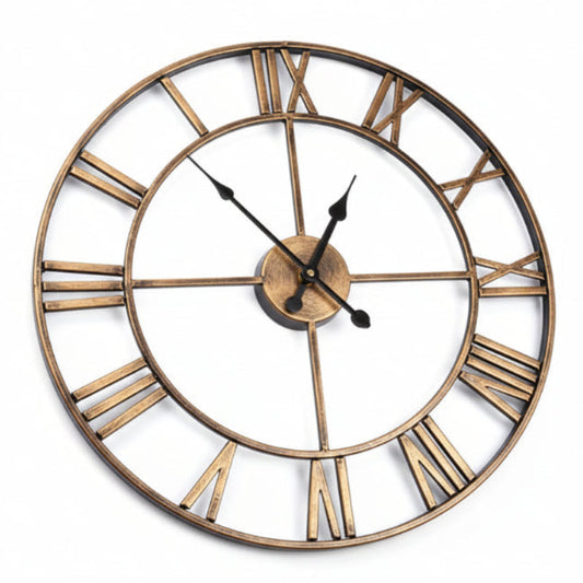 Silent Vintage-Style Iron Wall Clock - Quiet and Industrial