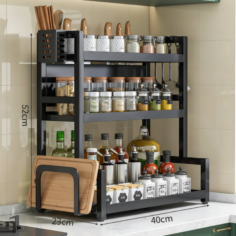 Multi-tier Kitchen Rack for condiments, spices, knives & utensils - Space-saving & stylish