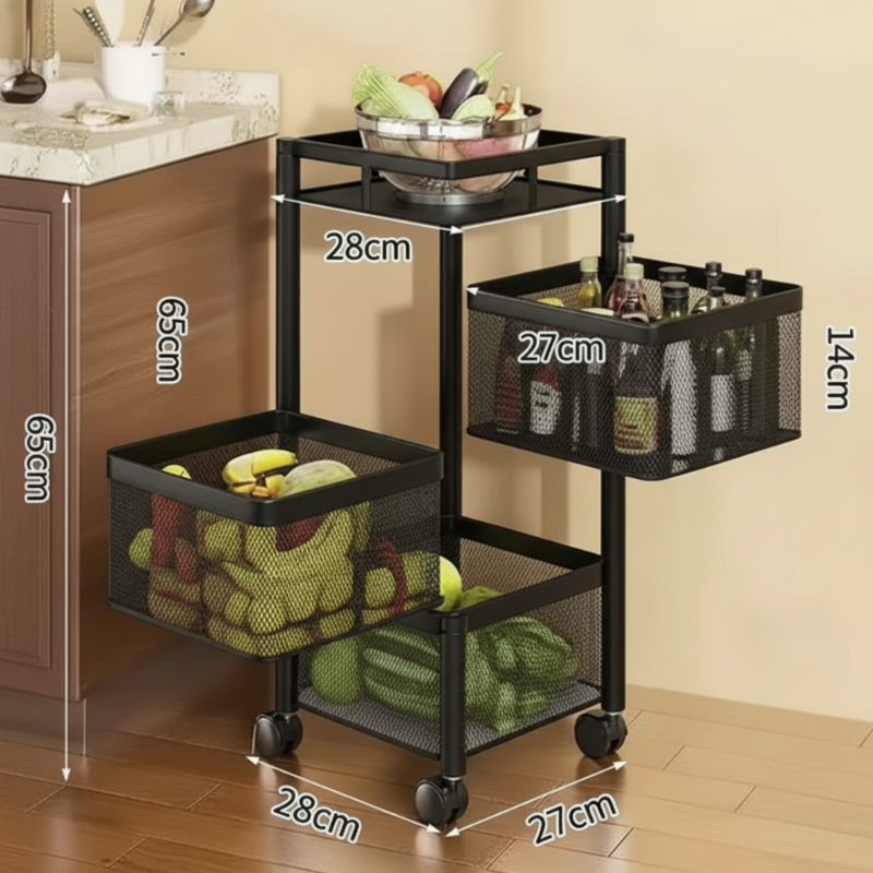 Rotating Basket Rack on Wheels – Stylish Storage That Moves With You