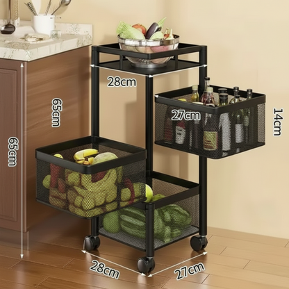 Rotating Basket Rack on Wheels – Stylish Storage That Moves With You