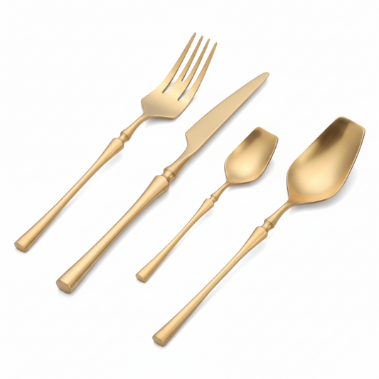 Stylish 304 Titanium Gold or Silver Cutlery Set – Modern 4 Piece Collection