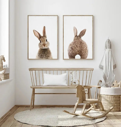 2 pc. Whimsical Bunny Rabbit Wall Art for Kids of all ages.
