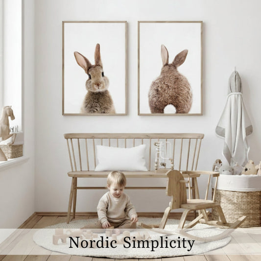 Bunny Rabbit Canvas Print Set – 2 pc. Whimsical Woodland Art