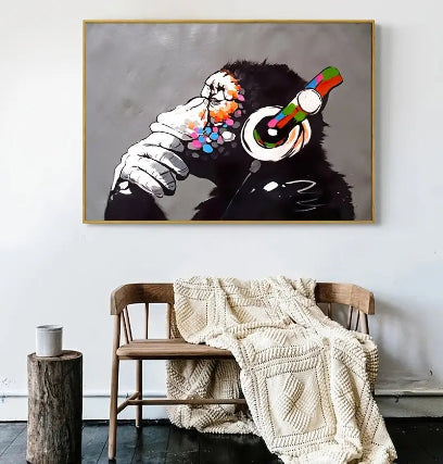 Graffiti Monkey Print - Canvas Wall Art Decor