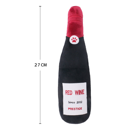 Plush Squeaky Toys for Cats and Dogs - Wine Bottle