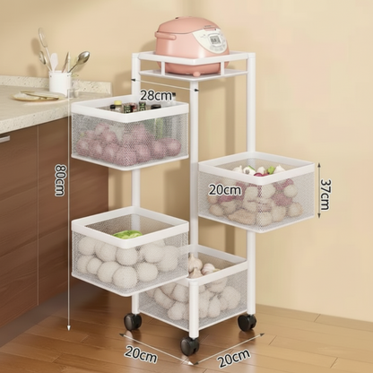 Rotating Basket Rack on Wheels – Stylish Storage That Moves With You