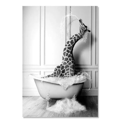 Personality Plus - Black and White Penguins, Giraffe & Tiger Canvas Wall Art