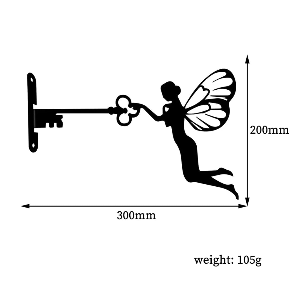 Enchanting Iron Fairy wall art for gardens, patios, or outdoor décor.