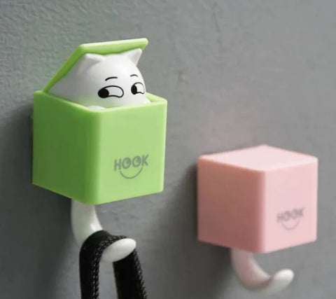 Adorable 4 Pc. Cat-In-A-Box Wall Hook Set