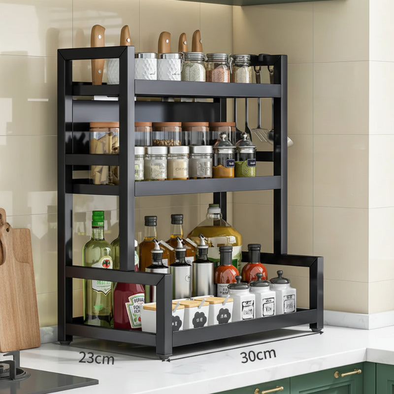 Multi-tier Kitchen Rack for condiments, spices, knives & utensils - Space-saving & stylish